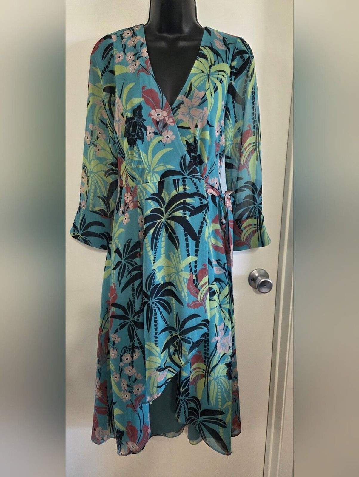 Bailey 44 Teal Abstract Asymmetrical Dress