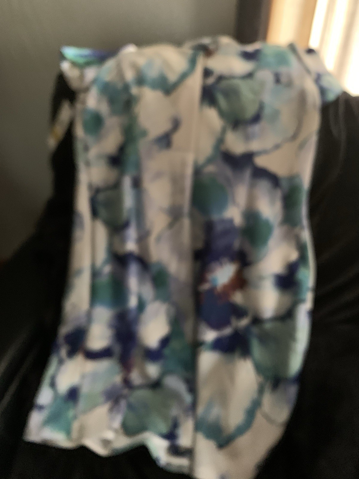 Calvin Klein Blue Green White Floral Cap Sleeve Knee Length Dress