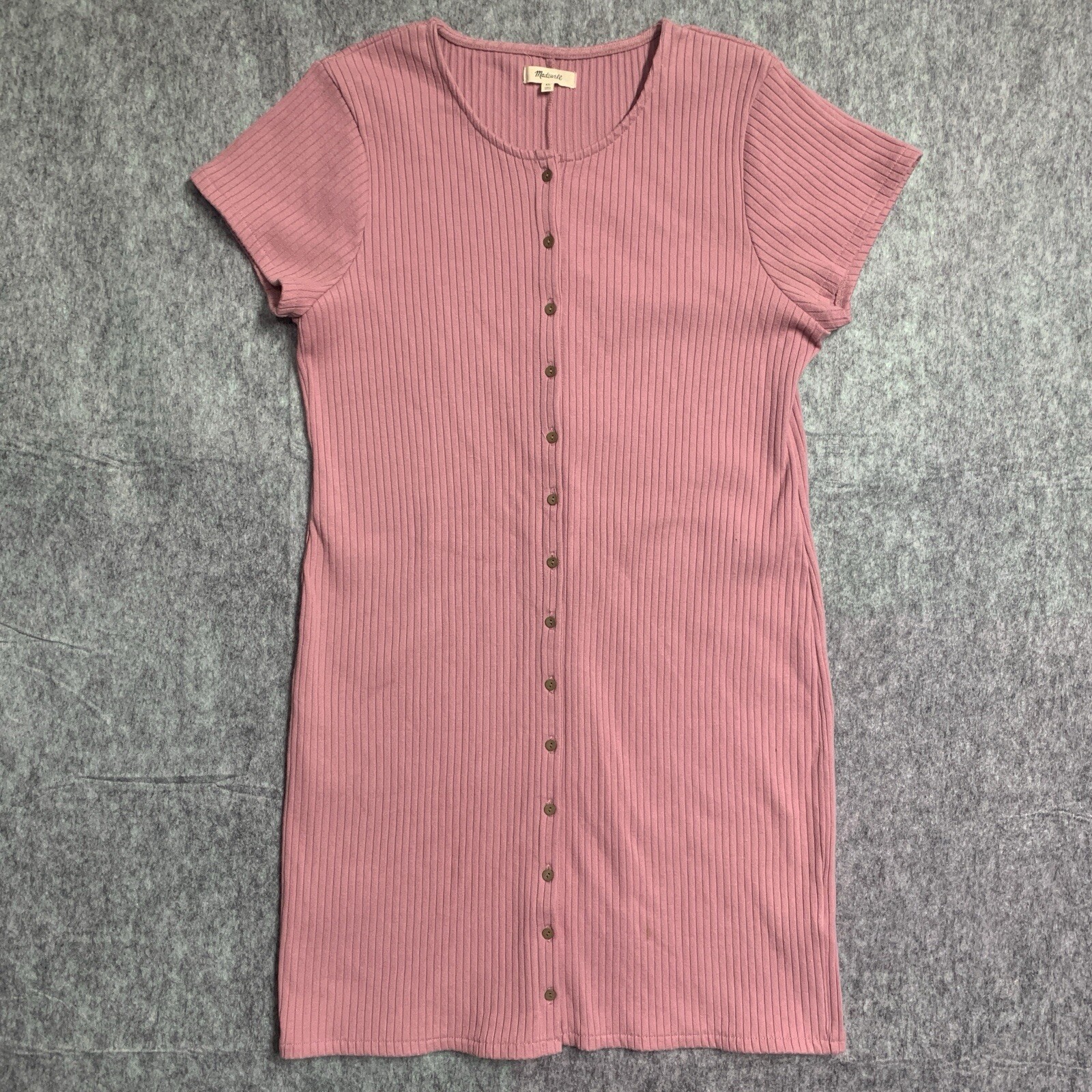 Madewell Button-Front Ribbed Mini Dress – Size XL Weathered Berry Style: AO580