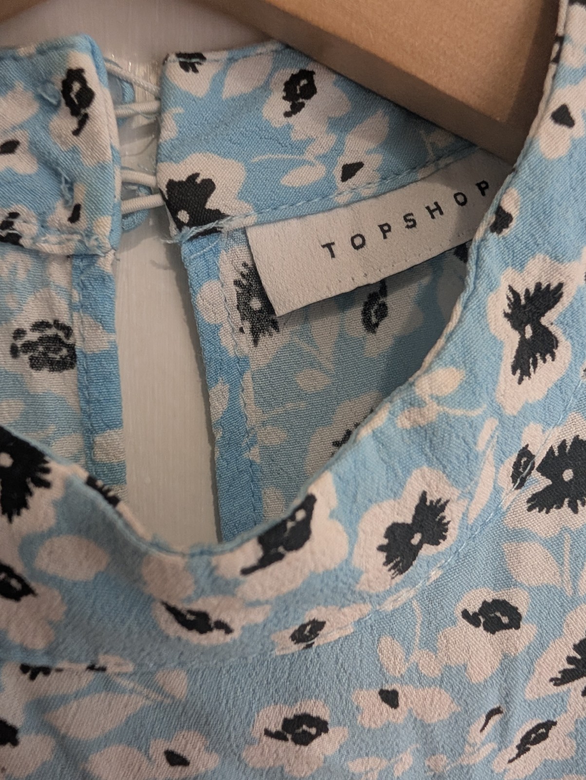 Topshop Blue Floral Tiered Summer Midi Dress Size 10 Ruffle Hem Floaty