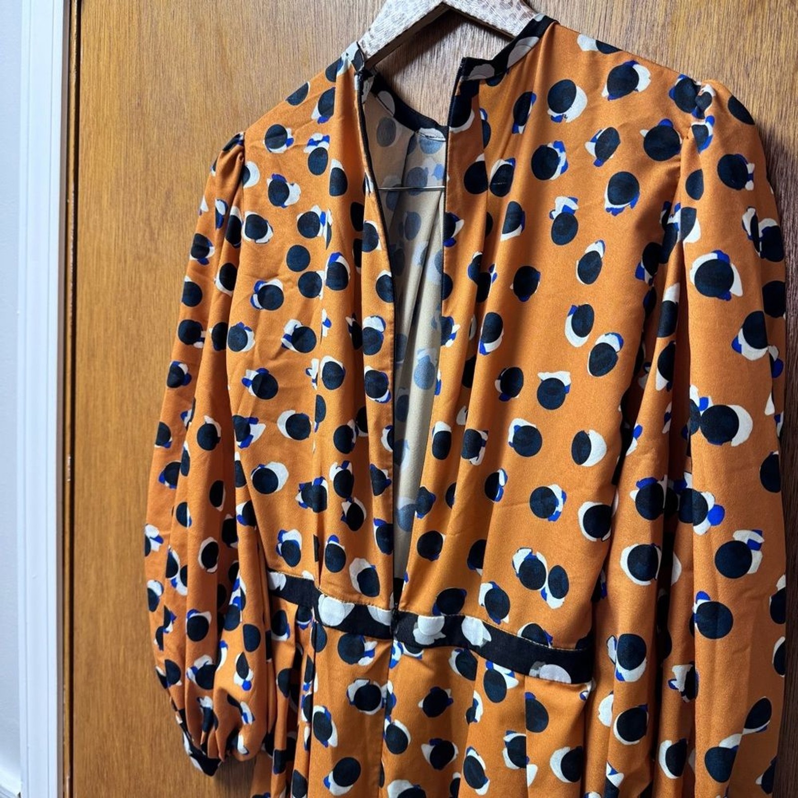 Hunter Bell Burnt Dot Casper Dress Long Sleeve Midi Orange 2