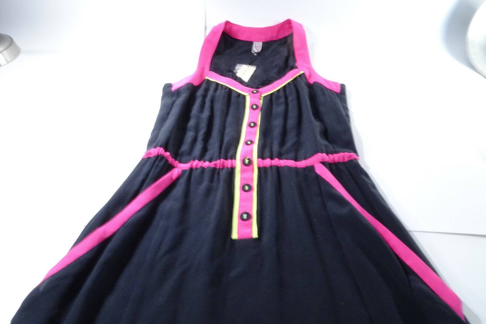 Oonagh by Nanette Lepore Hudson colourblock black neon pink Maxi Dress 0 IRRG