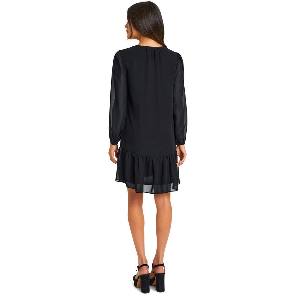 Draper James Tie Neck Flounce Shift Dress Black Size Small