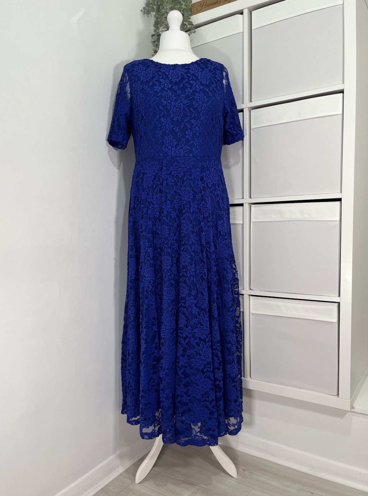 Joanna Hope Lace Maxi Dress Size 18 Blue Evening Occasion Formal Wedding