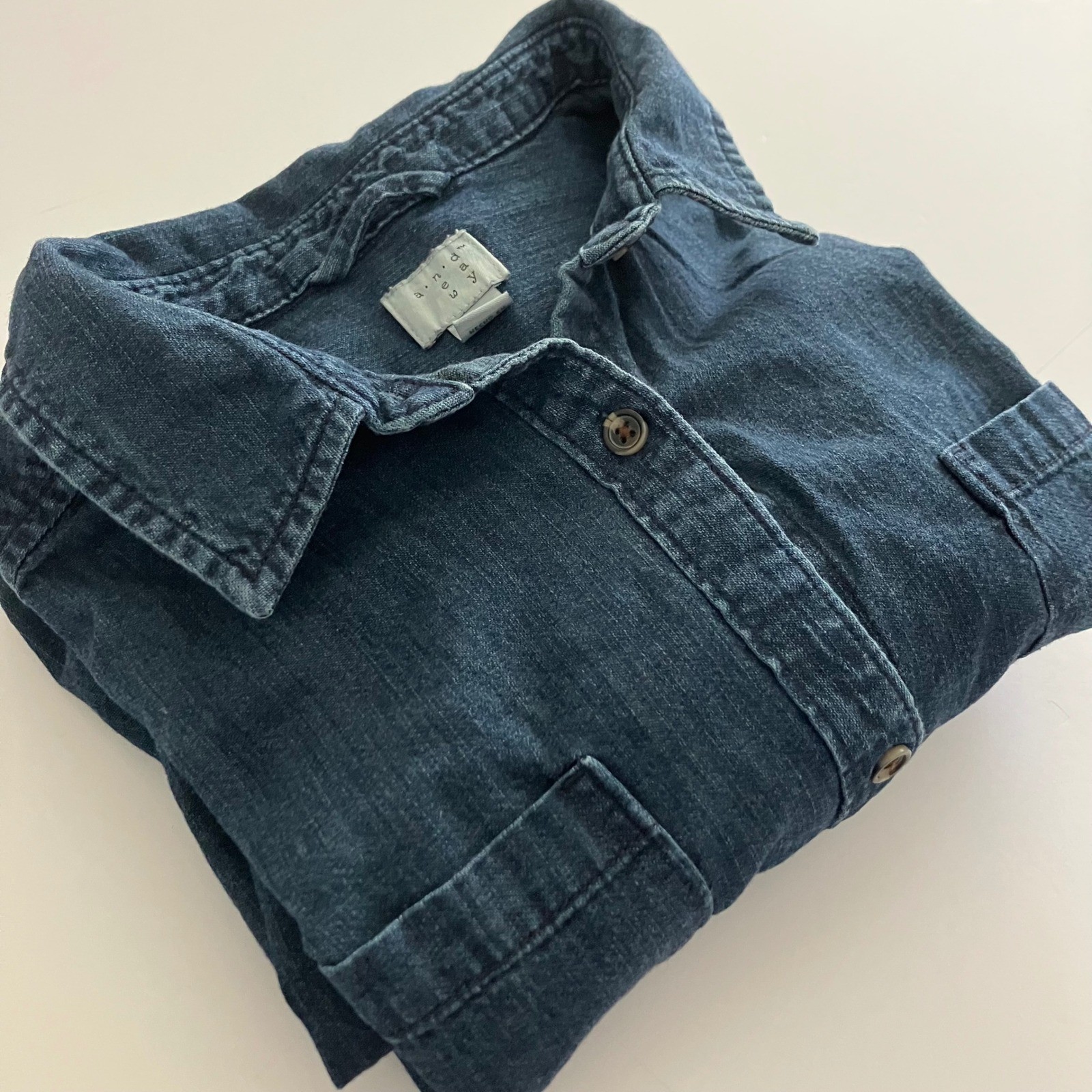 A New Day Womens Preppy Classic Western Dark Wash Denim Shirt Dress Pockets XL