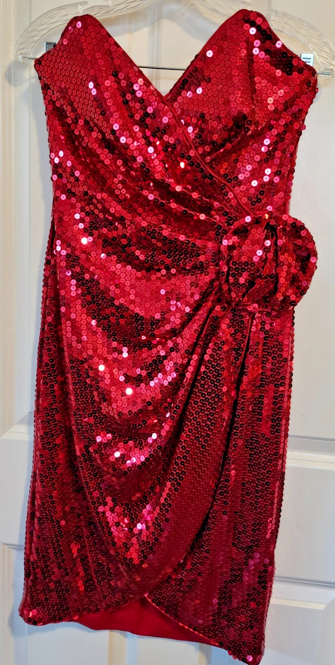 Gorgeous Red Sequin Strapless Dress Size 6