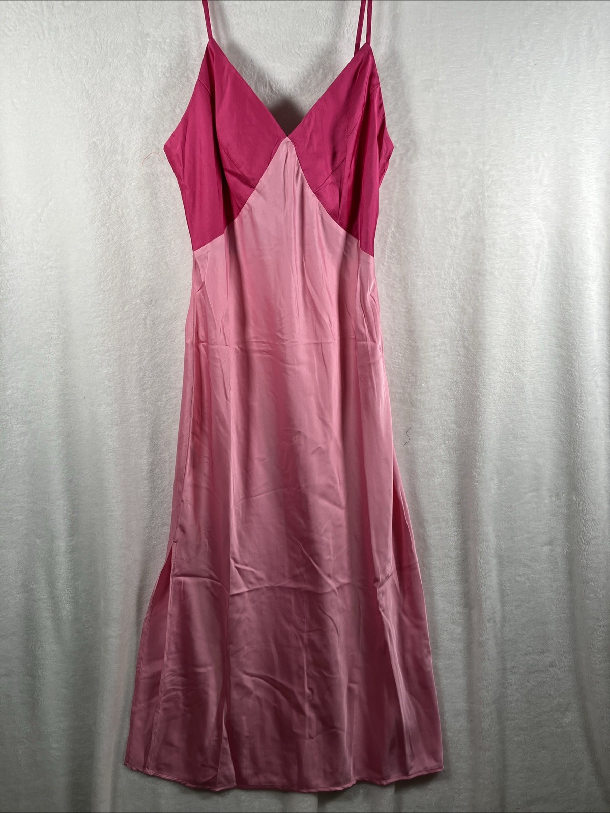 Hutch Anthropologie Satin Slip Dress Women Large Pink Fuchsia Midi Wedding Guest
