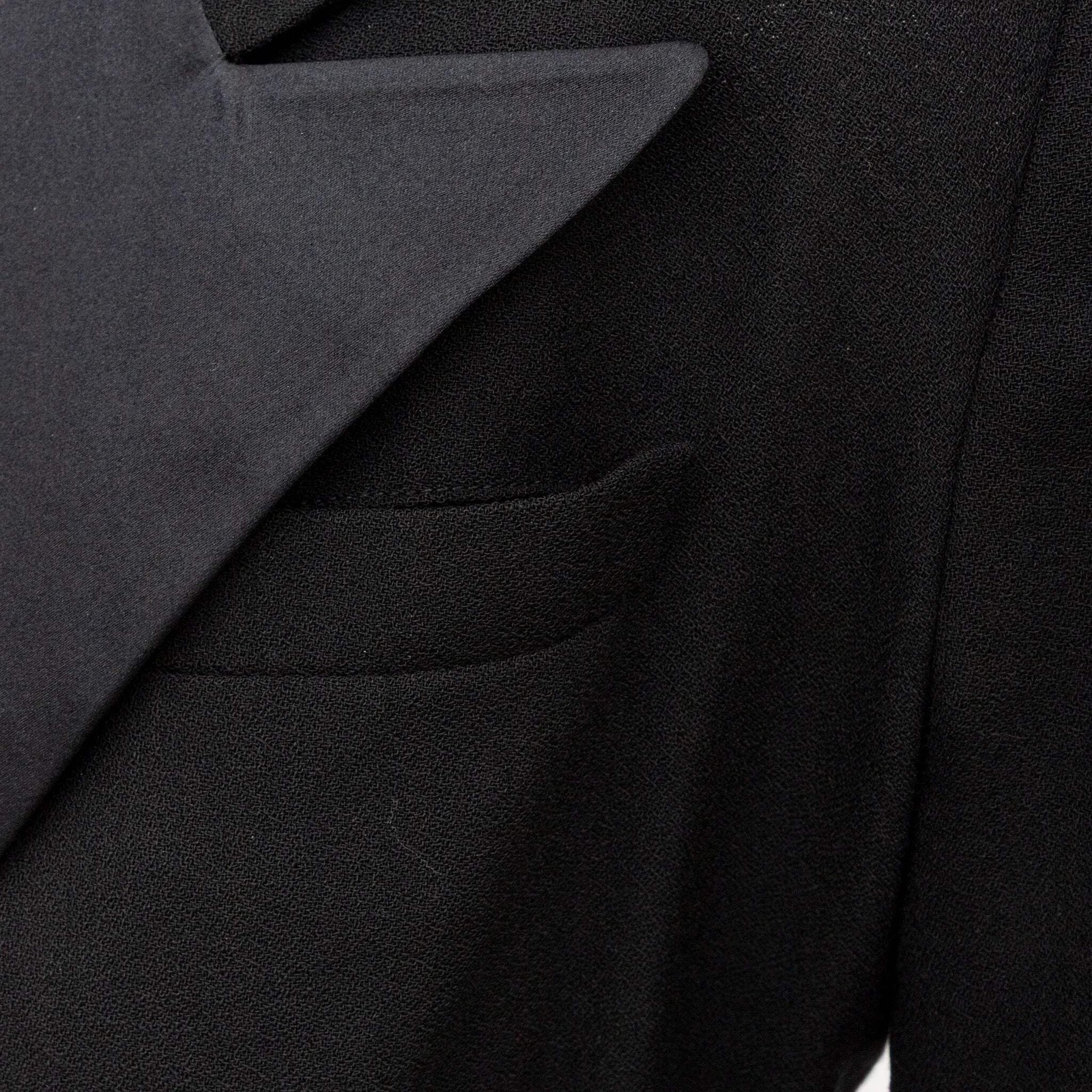 Ralph Lauren Black Wool Blazer Dress Satin Lapel 2000s Tailored Midi Dress