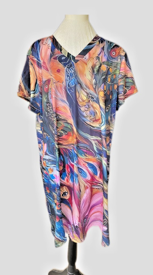 2XL Size 14/16 – Hawaiian Art Masterpiece Dress ✨New
