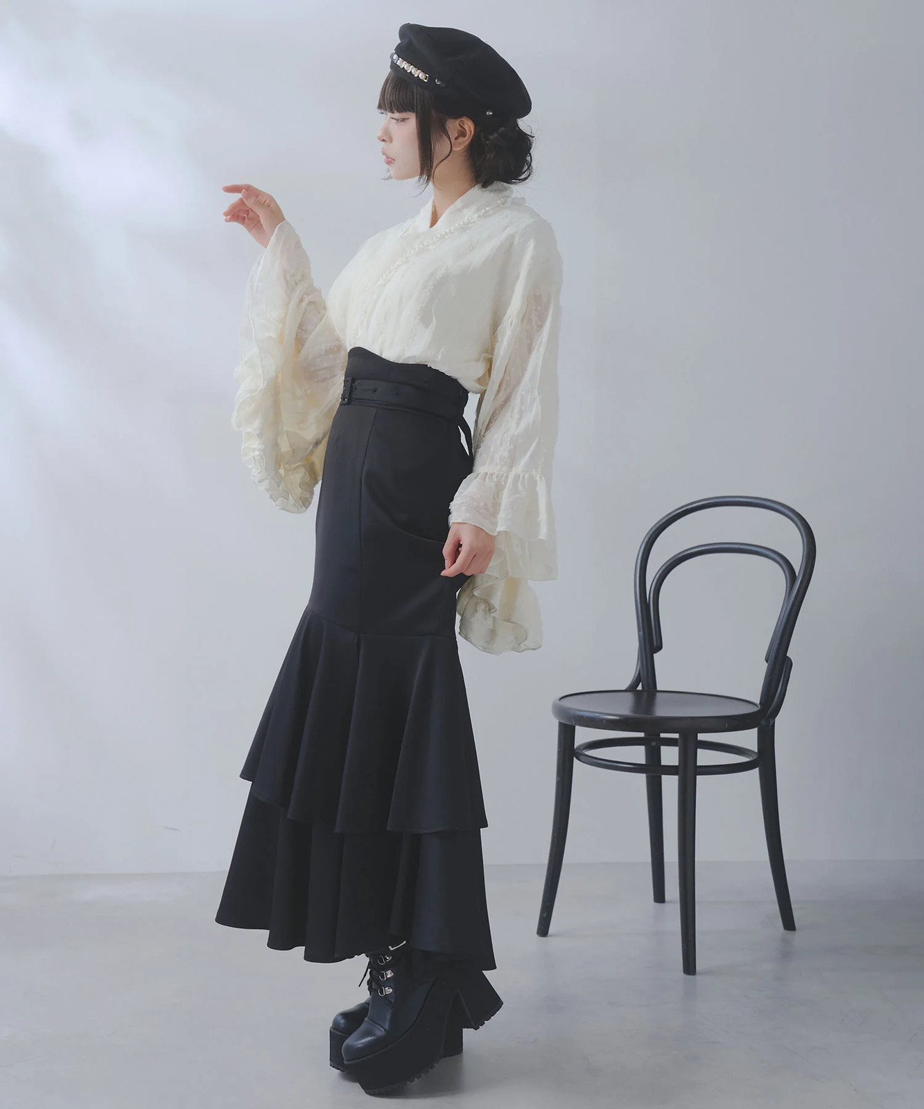 BULK Buy Dot Tulle Lace Ruffle Mermaid Yukata 3pc Set Large Sizes Jirai New