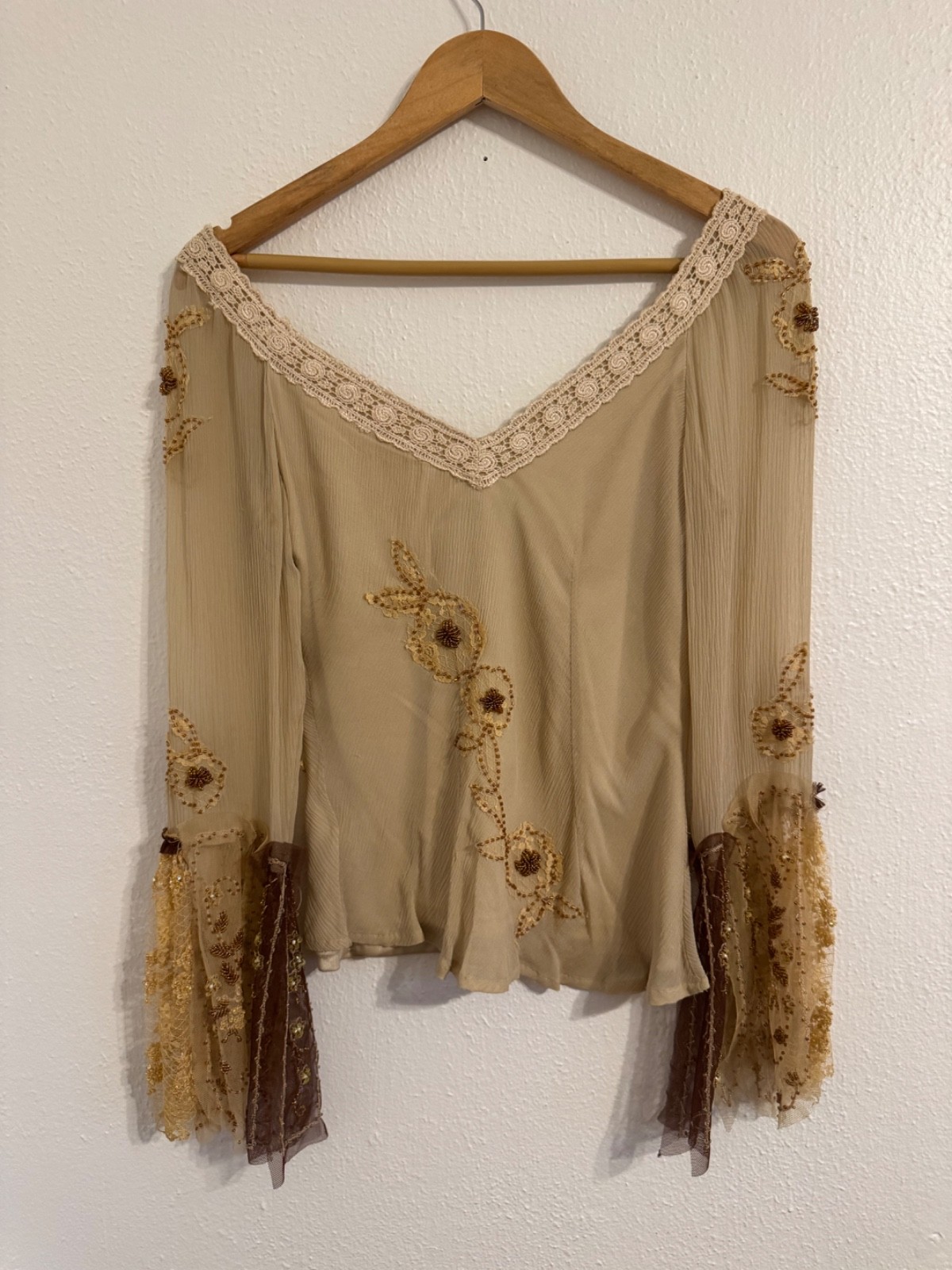 Sue Wong nocturne rare 100% silk 2 piece set beaded embroidery
