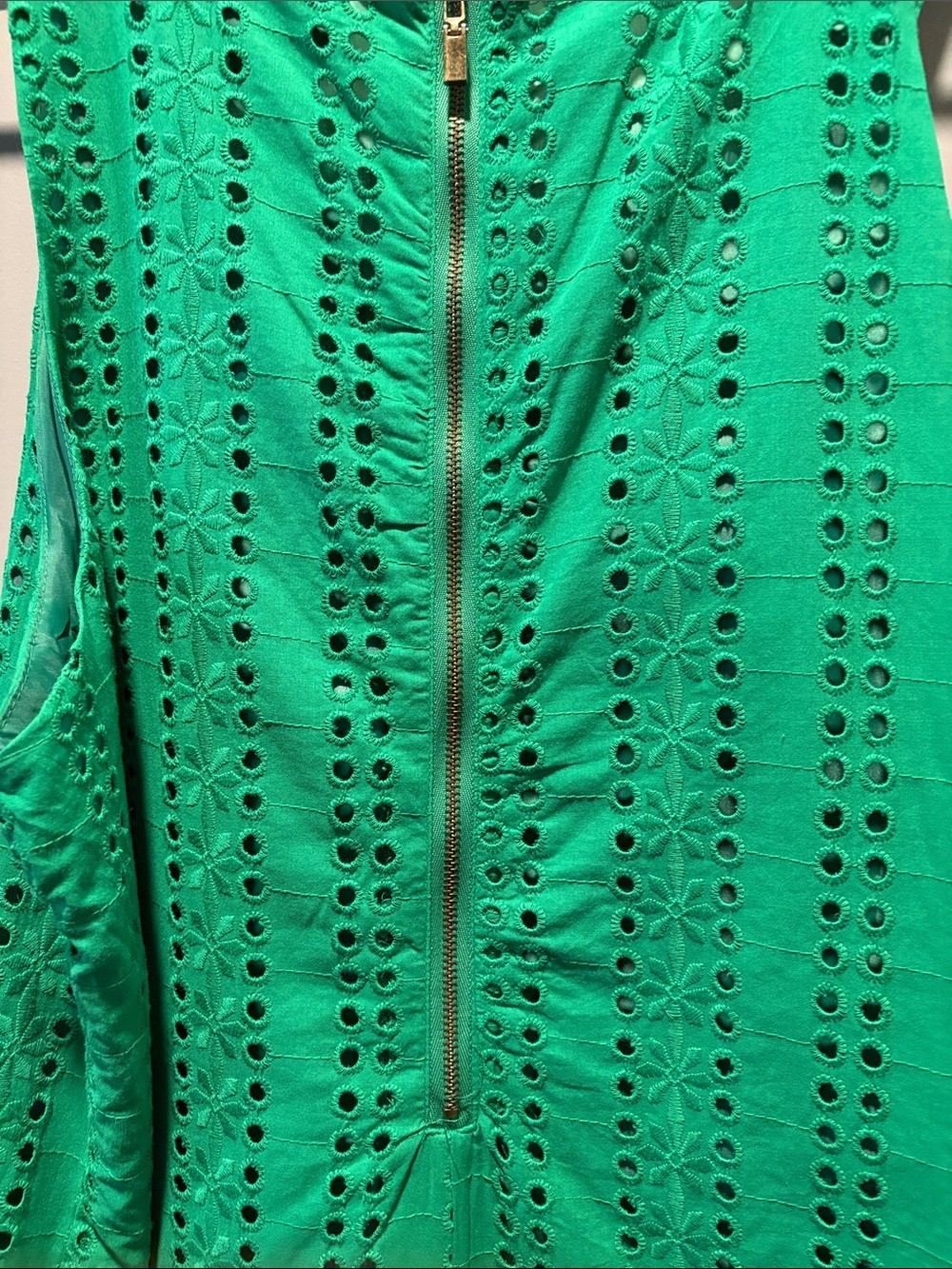 Isabel & Nina Green Eyelet Shift Dress Size 14 Cotton Embroidered Sleeveless