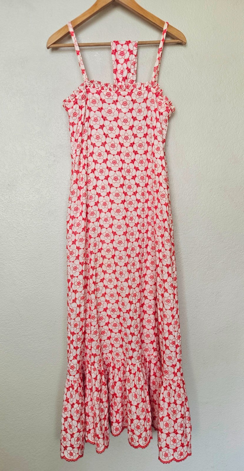 Lisa Marie Fernandez Embroidered Eyelet Dress Size 1 (US 2 4) Tomato Red Cream