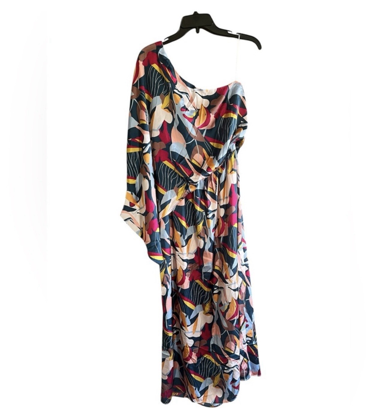 Mittoshop Women’s One Shoulder Maxi Dress M Floral Boho Vacation Cottagecore
