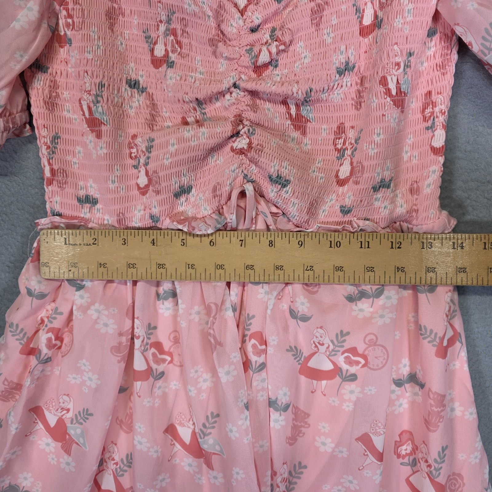 New Disney BoxLunch Smocked Dress Large Pink Alice in Wonderland Her Universe
