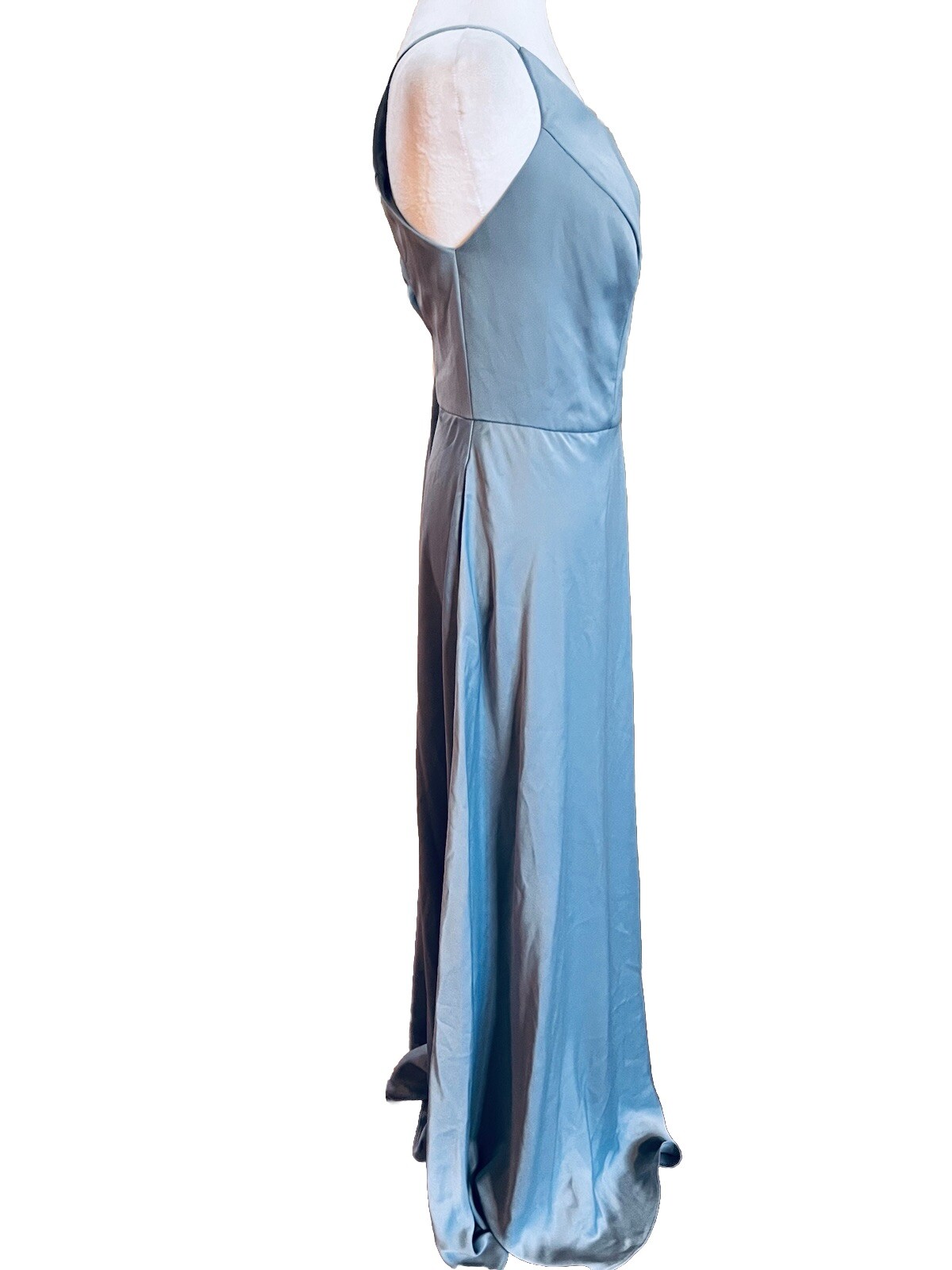 Celébrate DB Studio Size 16 Blue Formal Gown One Shoulder Satin Dress Bust 44”