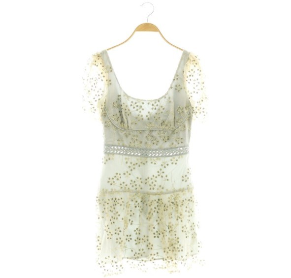 Self-Portrait Gray Beige Tulle Dress US4 Mini Length Polyester AB Condition