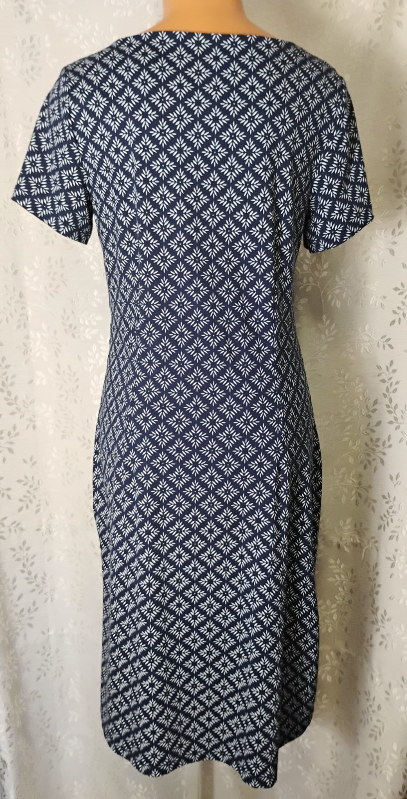 TALBOTS Short Sleeve Lightweight Stretch Jersey Pullover Dress M Blue White