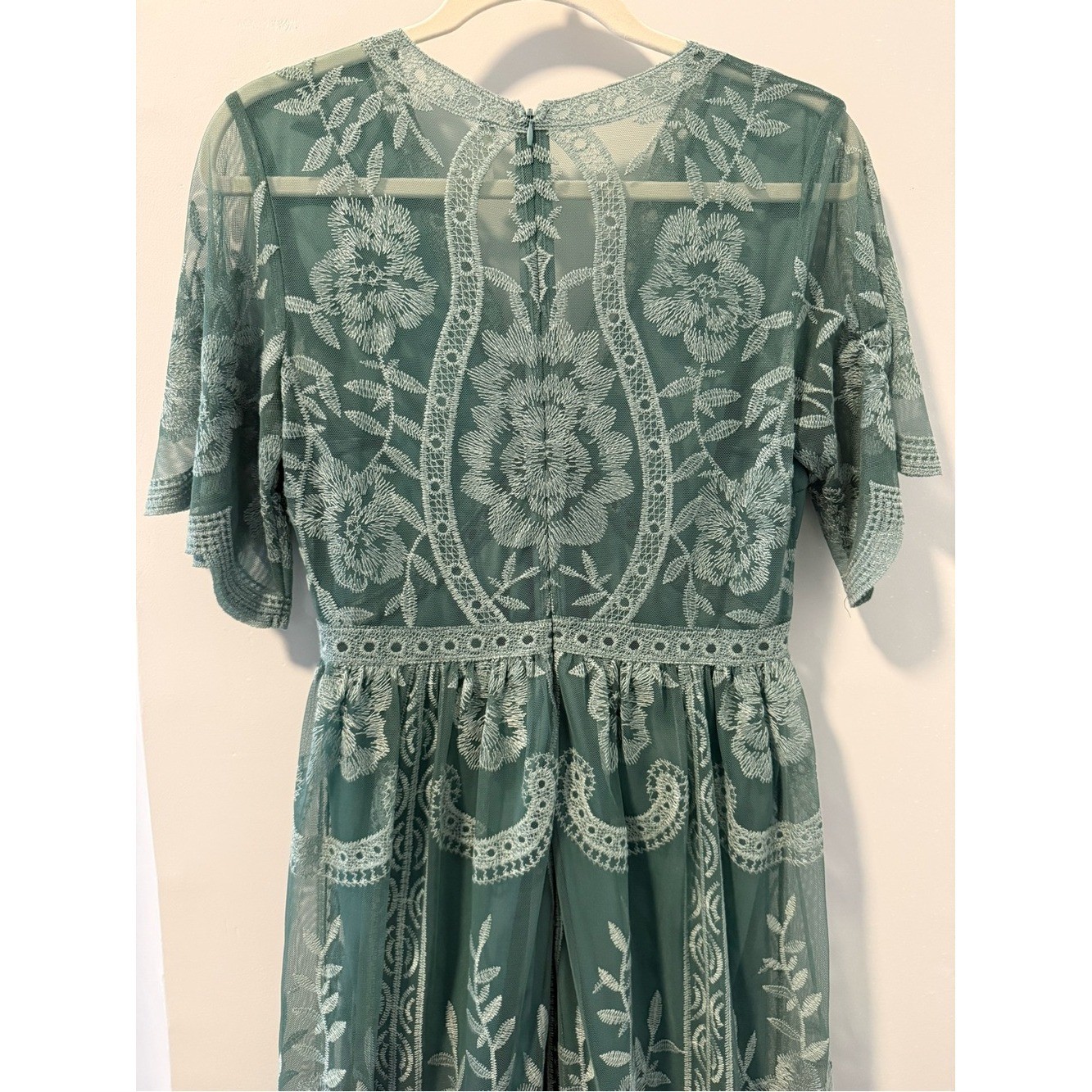 PinkBlush Sage Green Embroidered Lace Maternity Maxi Dress S Romantic Fairycore