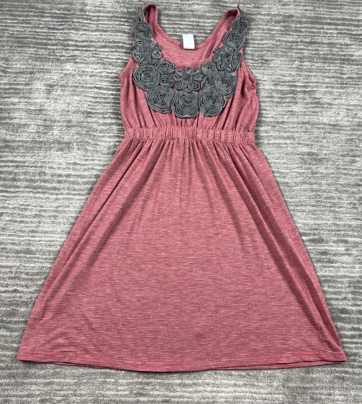 Needle & Thread Dress Juniors XS Pink Gray Boho Striped Floral Sleeveless Short