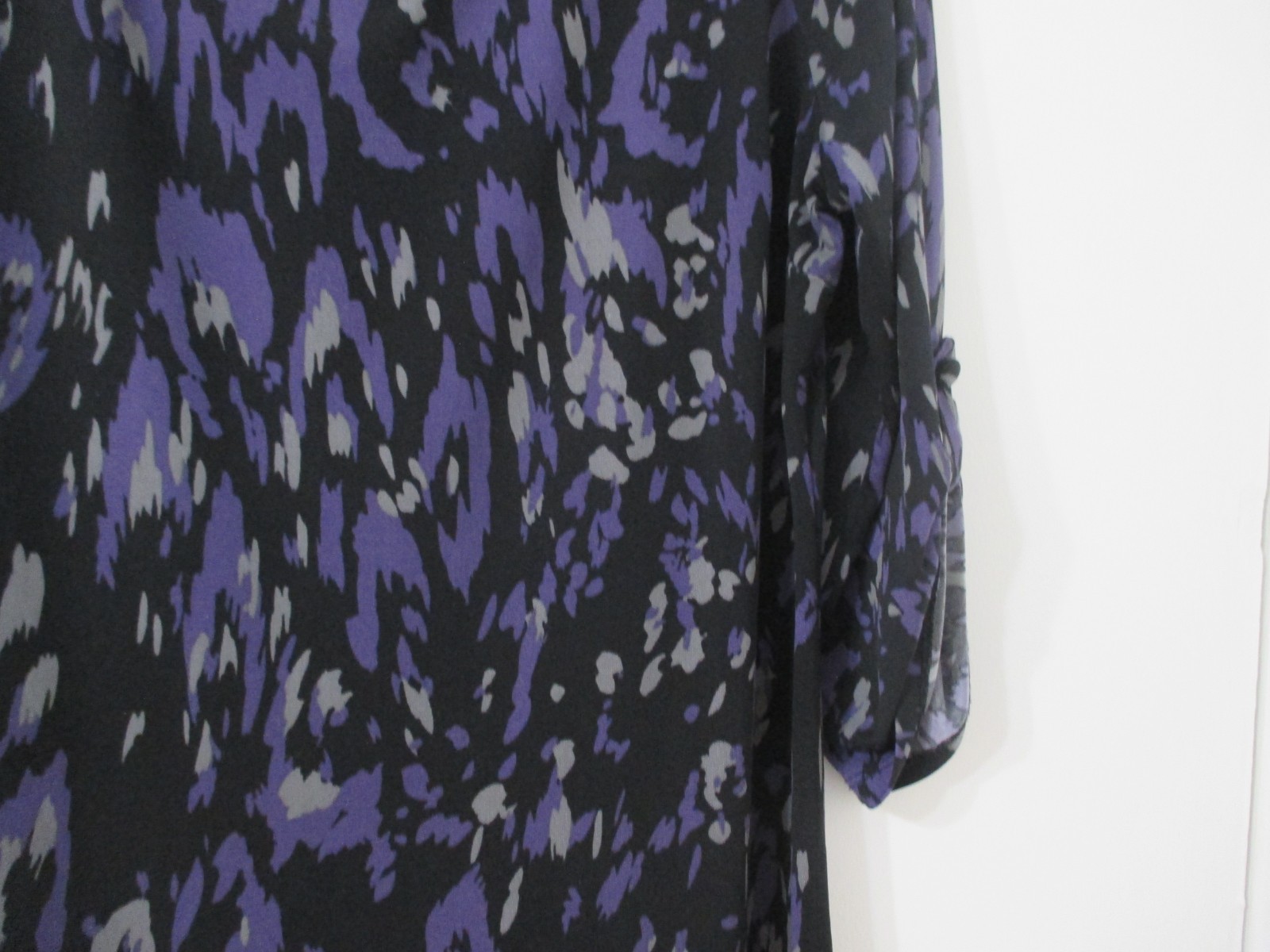 Attention Size Large Purple Black Gray Dress 3/4 Sleeve Roll cuff