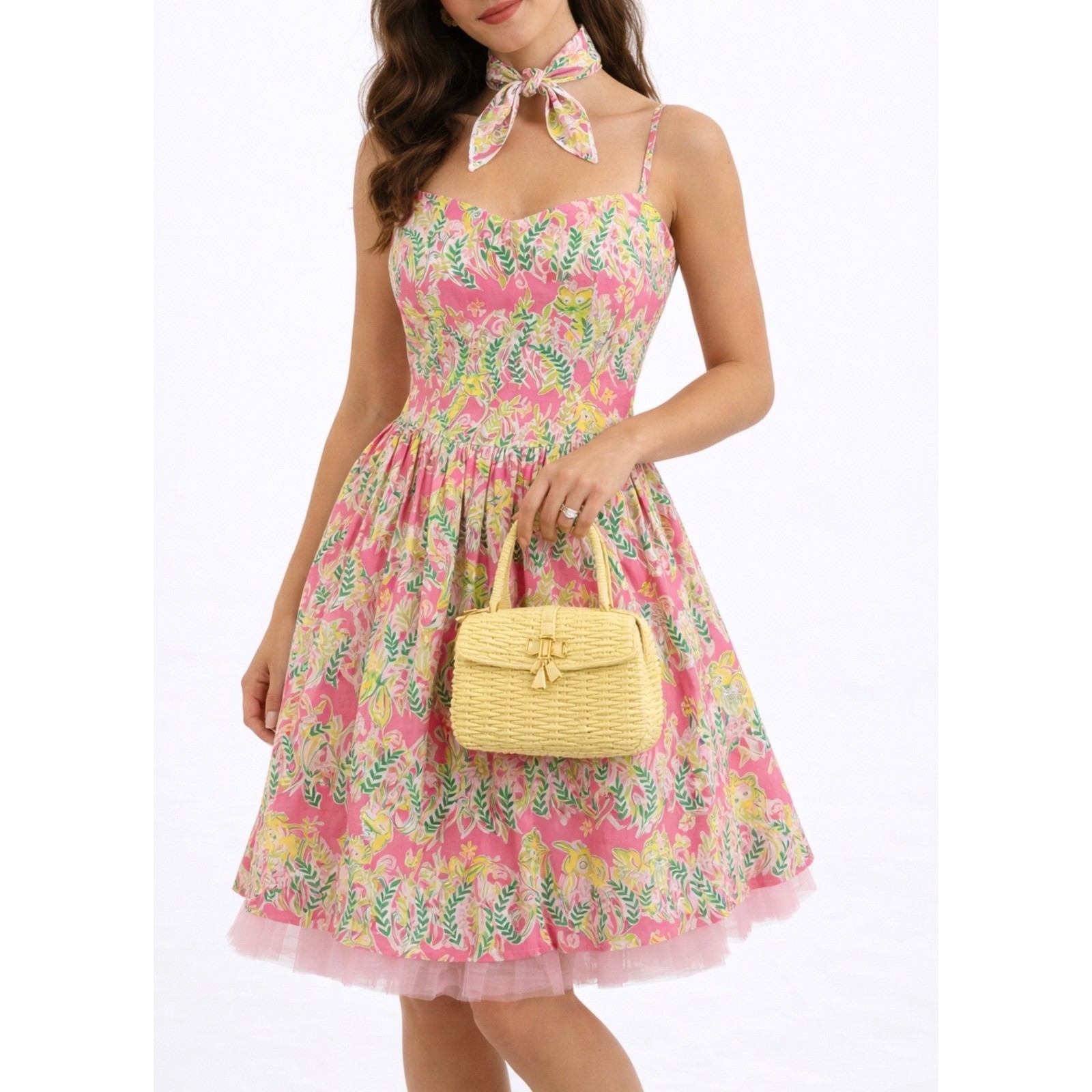 Lilly Pulitzer Baheera Pink Jungle Animal Fit Flare Dress Cottagecore 10 Resort
