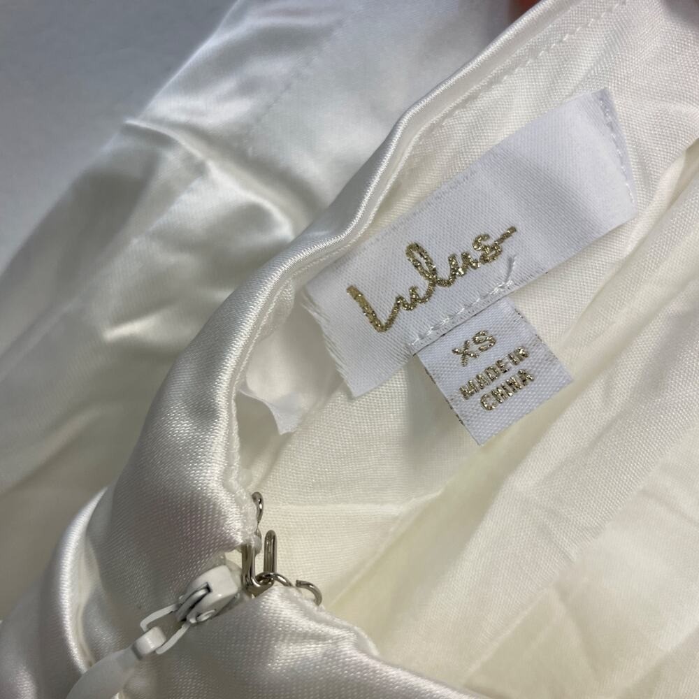 Lulus Luxe Destiny White Satin Backless Halter Mermaid Maxi Dress XS