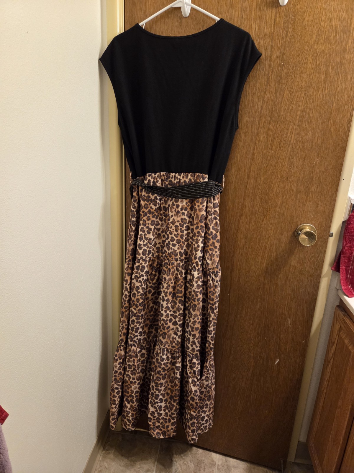 She + Sky Womens 2xl Drop Sleeve Knit And Woven Combo Animal Print Dress New Nwt