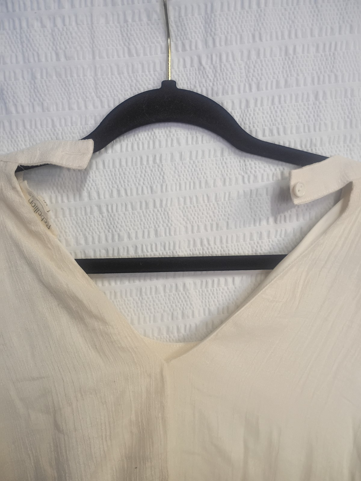 Rebellion Ivory Shift Dress S V-Neck Sleeveless Lace Embroidered Button