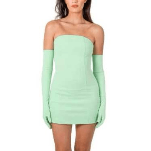 NWOT Miscreants London Cupid Mini Dress With Gloves In Green UK 14 US 10
