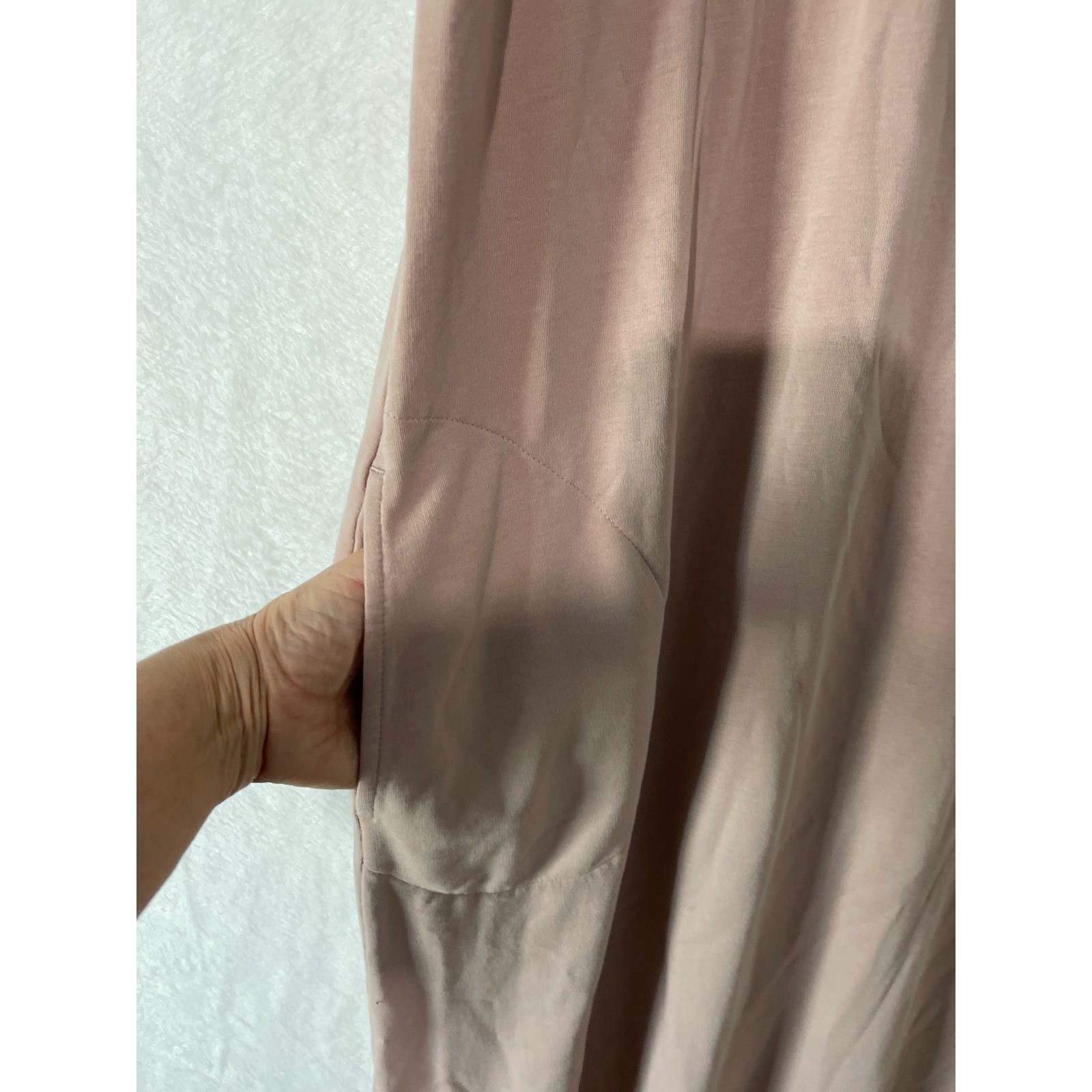 Pure Jill J Jill Pima Cotton Modal V-Neck Maxi T-Shirt Dress Mauve XL Pockets