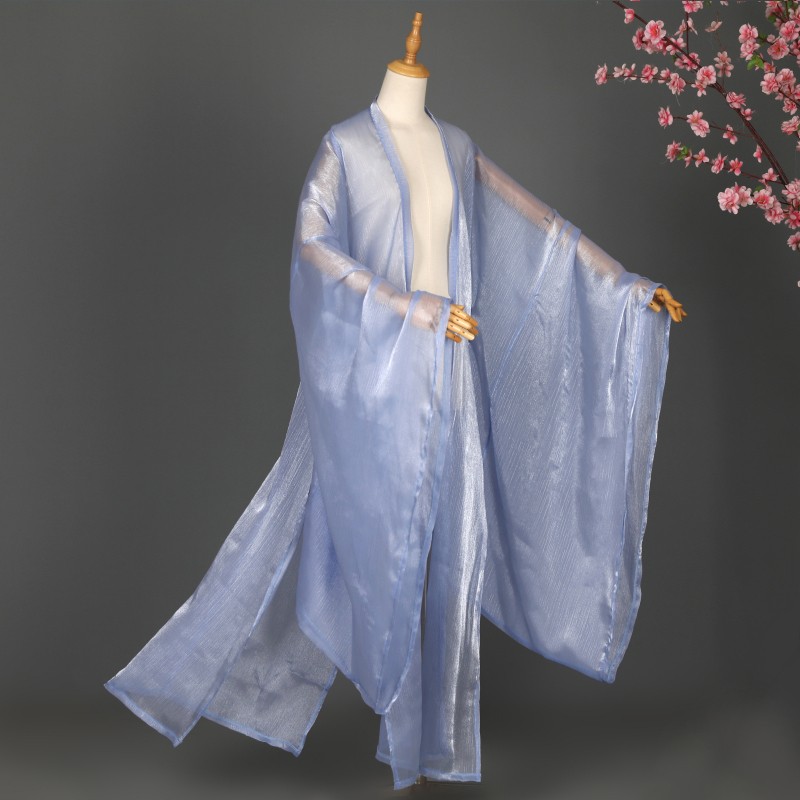 Hanfu Clothing Shiny Chiffon Cloak Wide Sleeved Coat Cape Chinese Costume