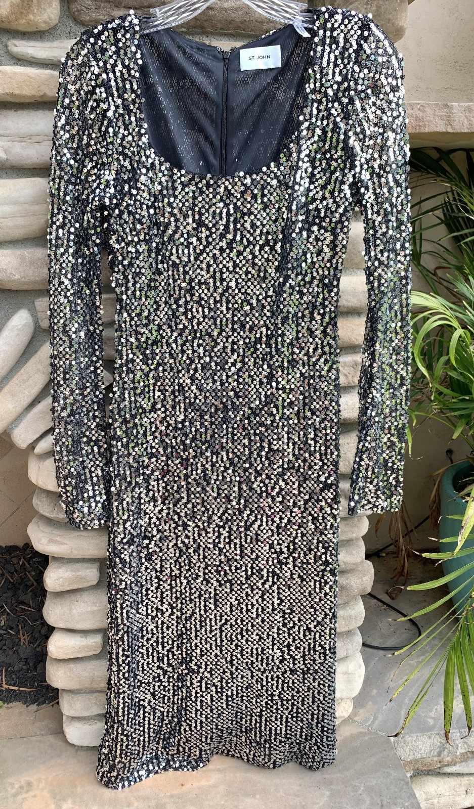 St. John Ariana Dress With Pailettes, Size 4