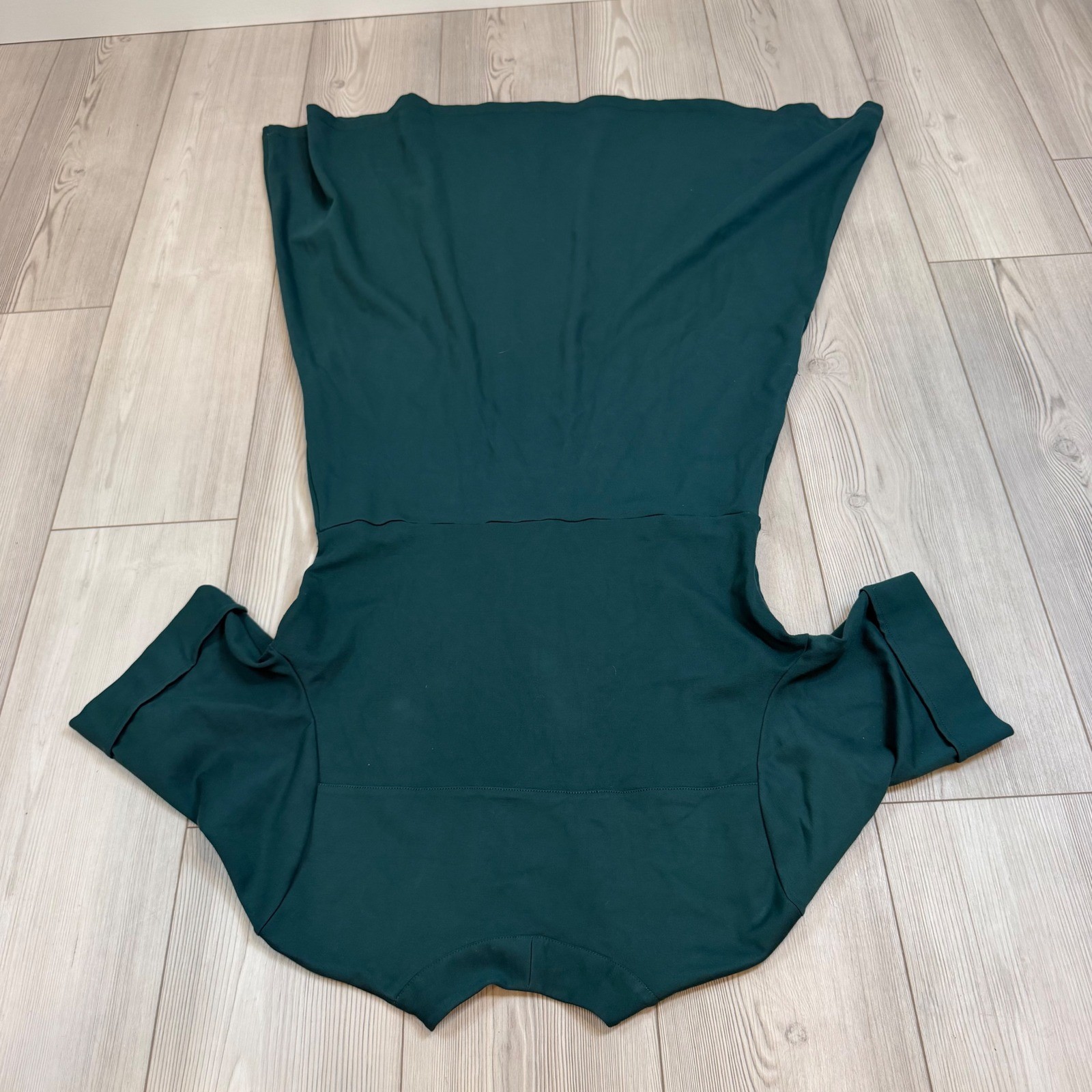 Betabrand Forest Green Ponte Fit and Flare Dress Short Sleeve V-Neck XL