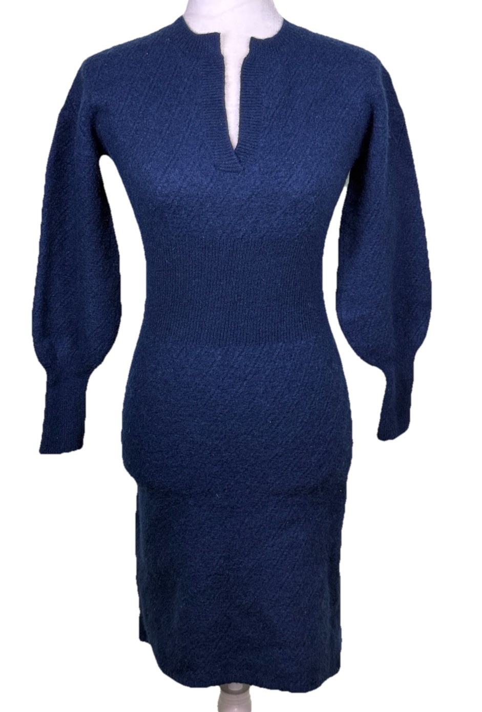 Brooks Brothers 100% Merino Wool Sweater Dress Size S Ribbed Waist Quiet Luxury