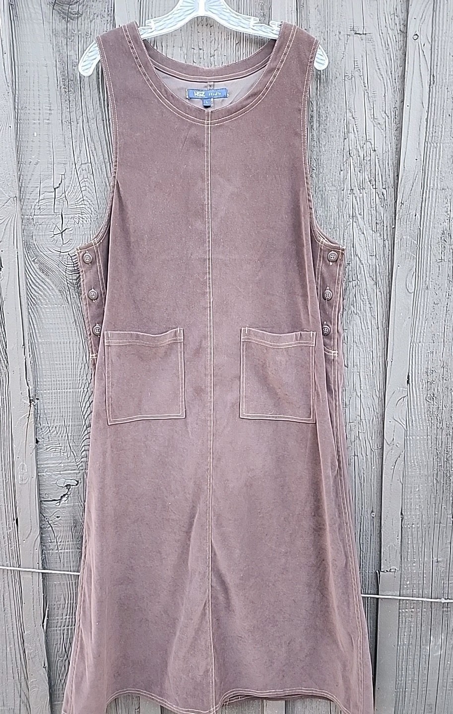 Vintage HSZ Studio Brown Micro Suede Maxi Dress Large 90’s Modest Cottagecore