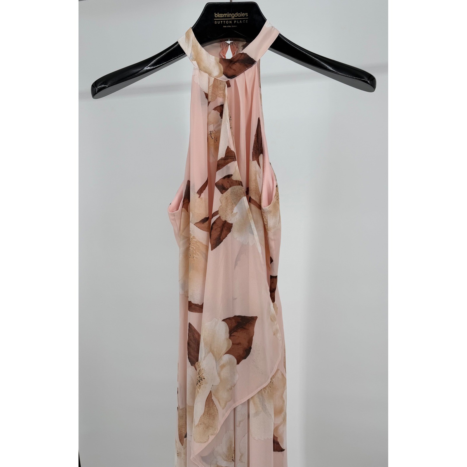 Windsor Floral Halter Maxi Dress Pink Chiffon Ruffle Formal Gown Sleeveless