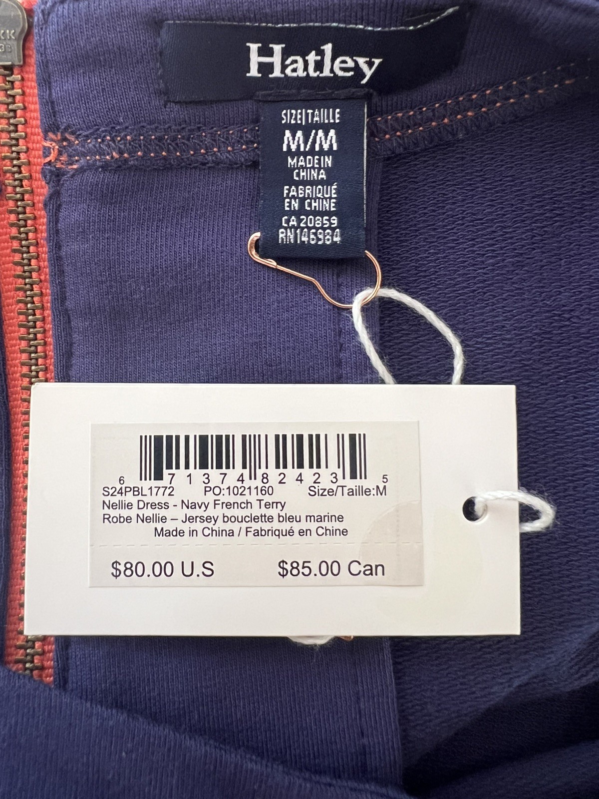 Hatley Nellie Dress – Navy Blue French Terry – Size Medium