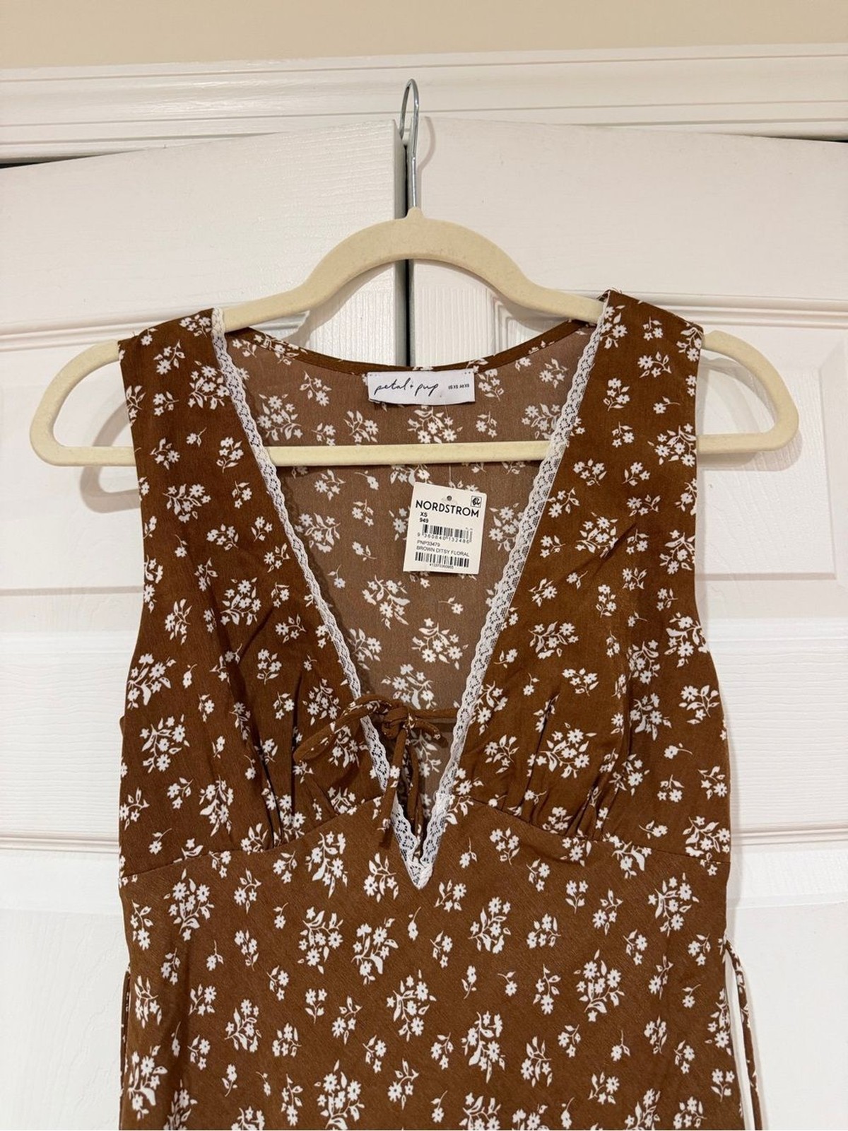 Petal and pup Brown Floral Tie-Front Maxi Dress