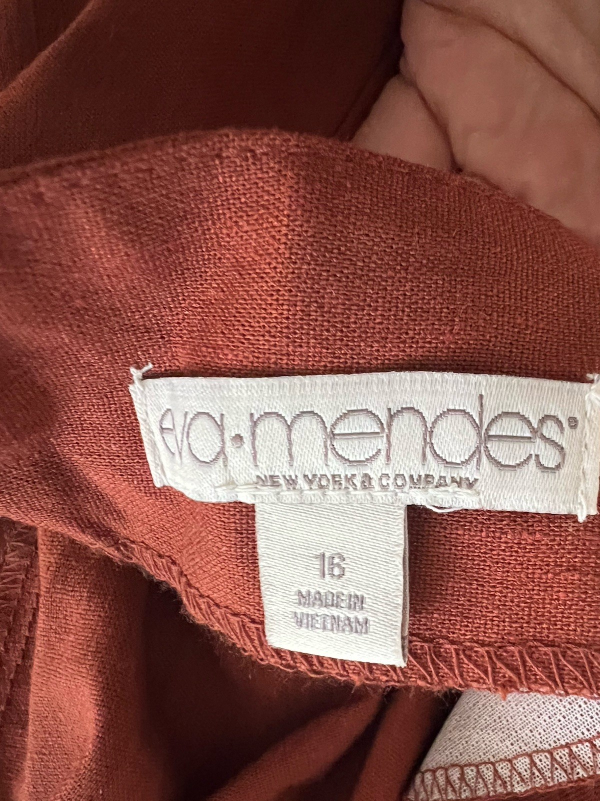 Eva Mendes NY&CO Dress Rust Color Rayon Linen Womens Size 16 NEW