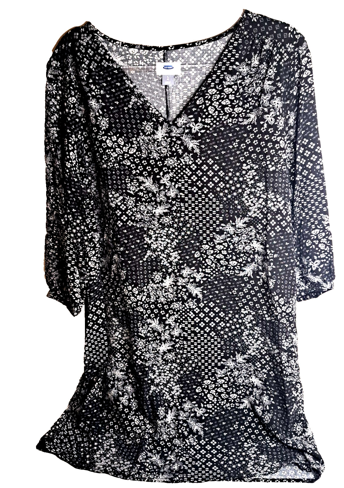 Old Navy Midi 35″ L Rayon Floral Dress Women’s L Black Ivory Whimsygoth