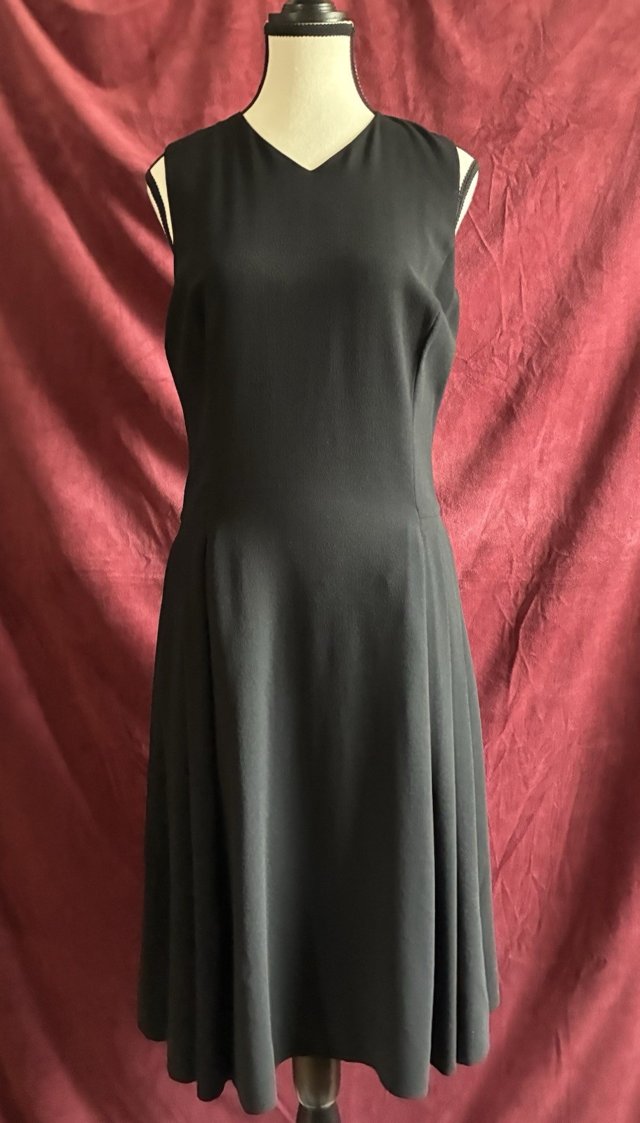 Ralph Lauren Collection Purple Label Black Dress Fit Flare Pleated Sleeveless 8