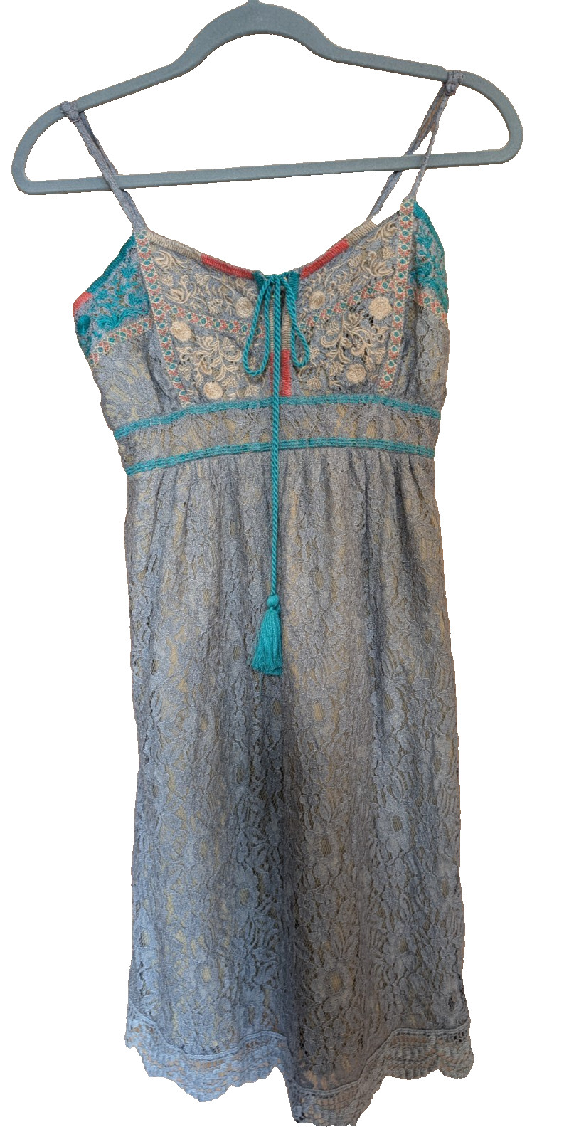 Flying Tomato Dress Sz M Spaghetti Strap Embroidered Lace Wedding Guest Festival