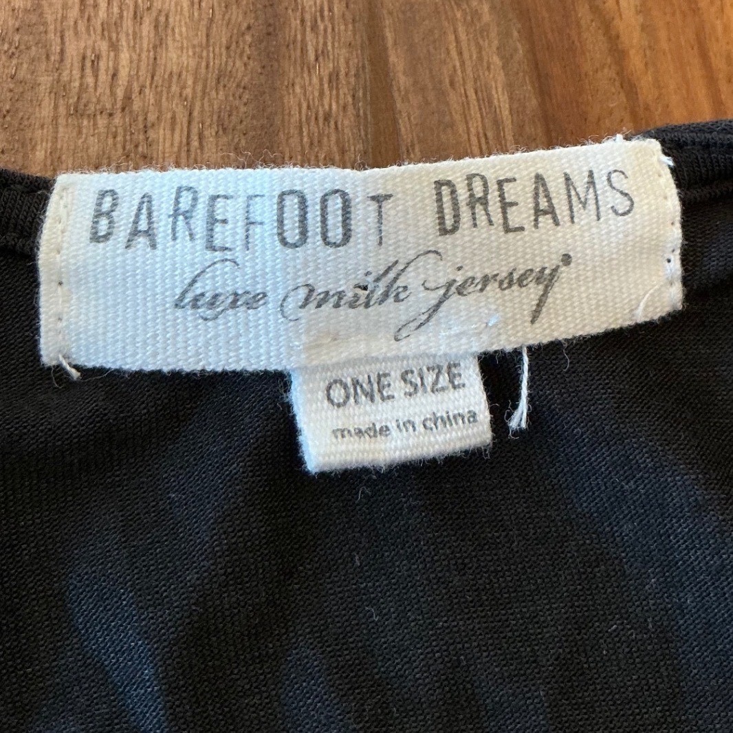 Barefoot Dreams Luxe Milk Jersey Day to Night Caftan Black One Size Lounge Dress