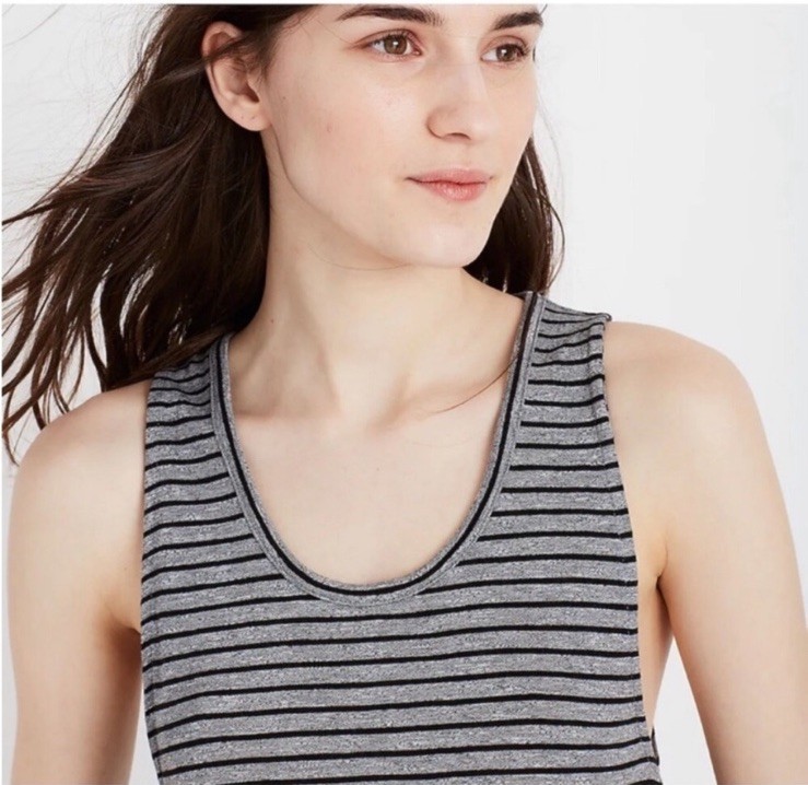 Madewell Highpoint Tank Dress In Gray Stripe Size Large