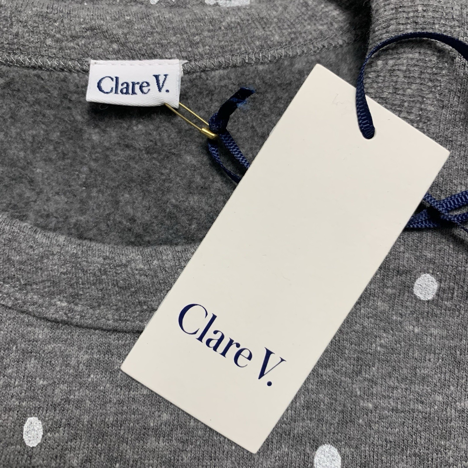 Clare V Sweatshirt Dress Womens M Drop Shoulder Puff Balloon Sleeve Grey Splash