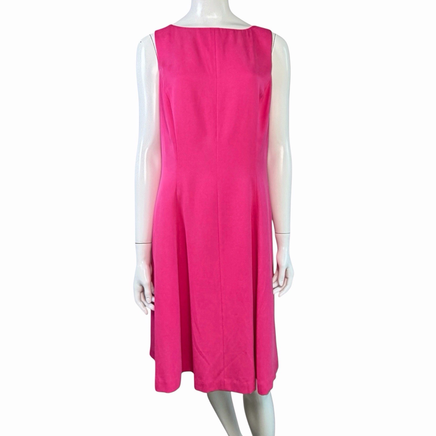 Linda Allard Ellen Tracy 100% Silk Cerise Pink Sleeveless Midi Dress NWT Size 8