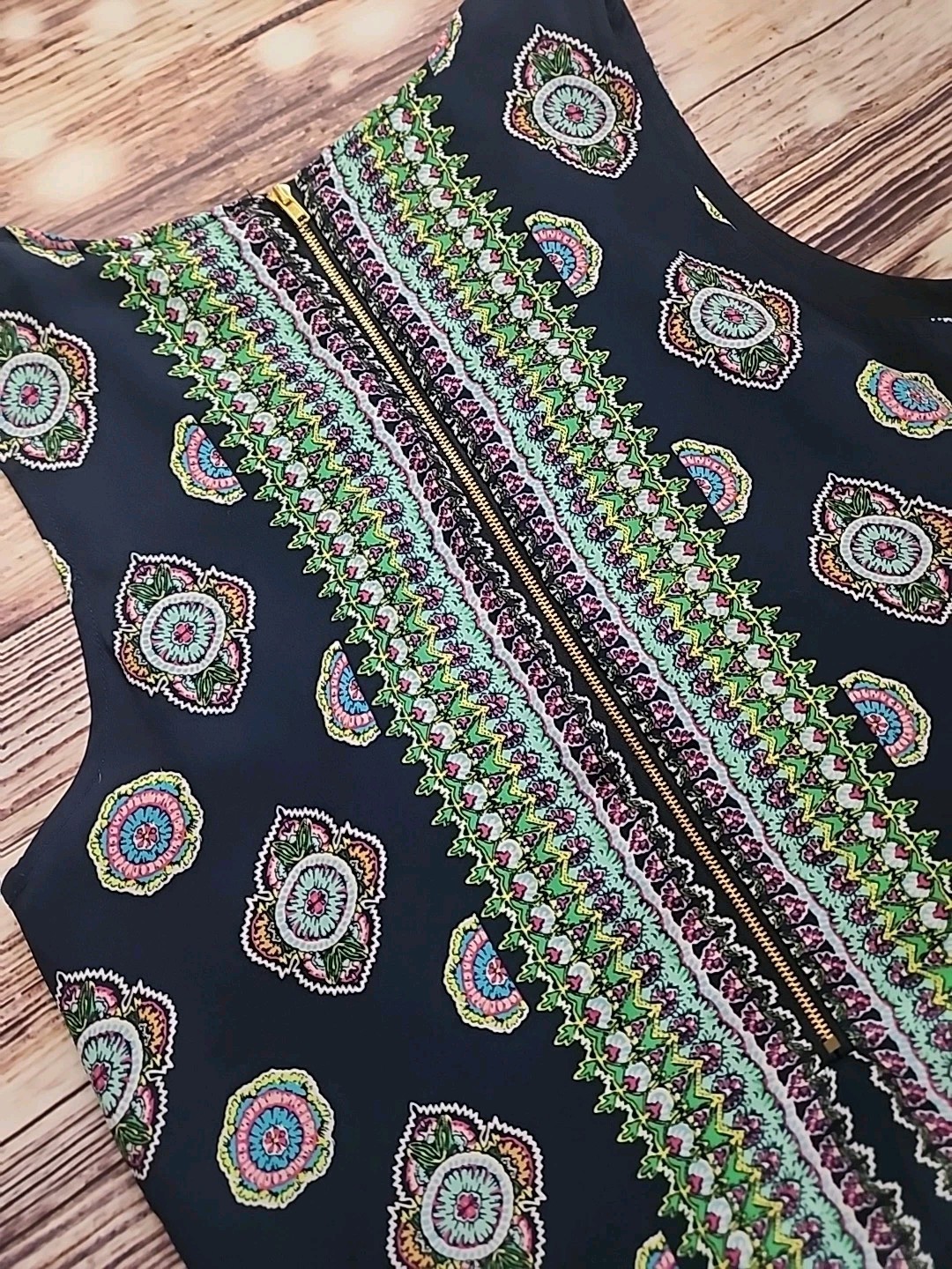 Wedding Guest Midi Dress 4 Boho Artisan NY Shift Mod Bohemian Sleeveless Retro