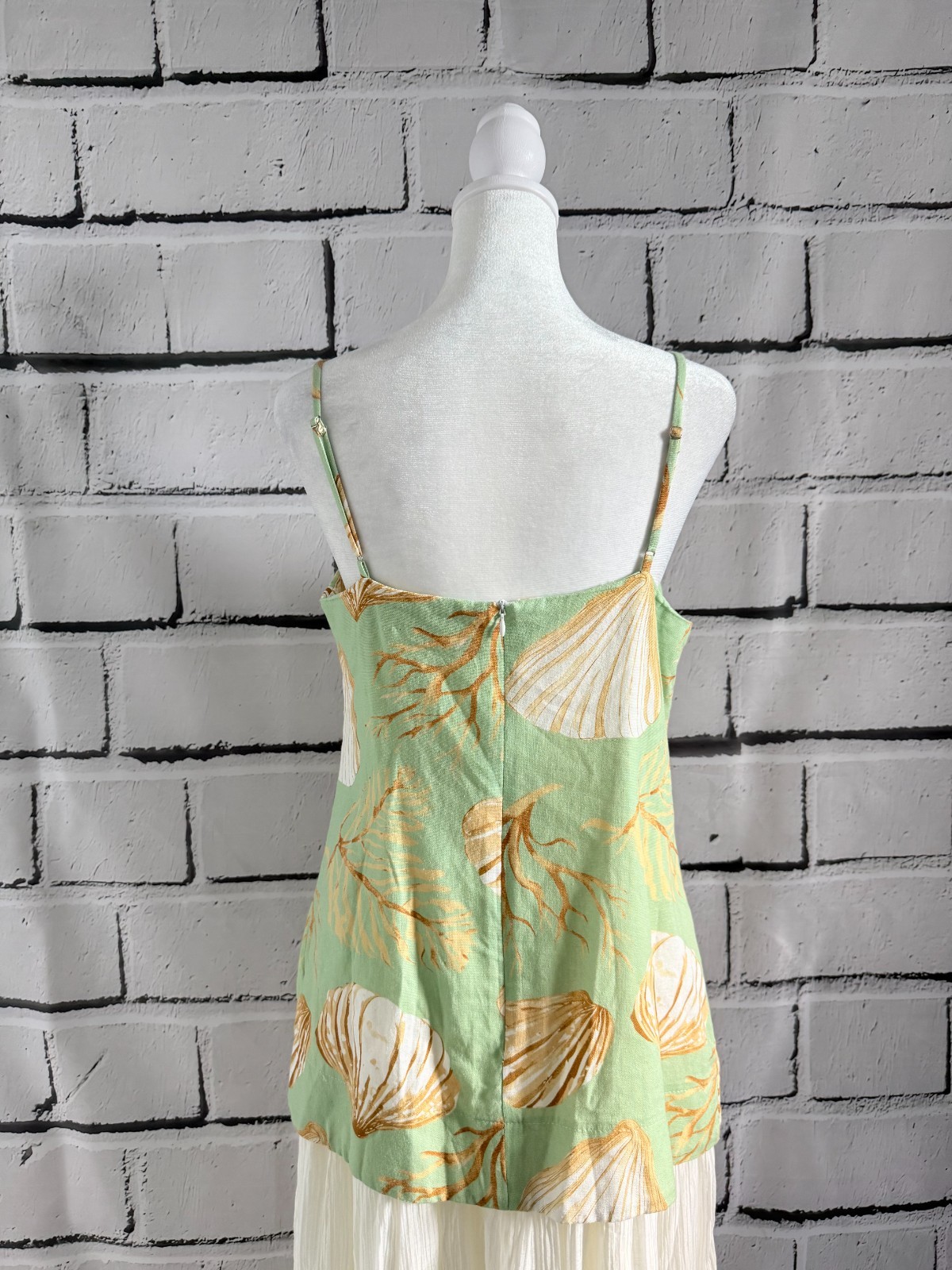 NWT Moon River Shell Print Cotton Blend Maxi Dress M Beach Resort