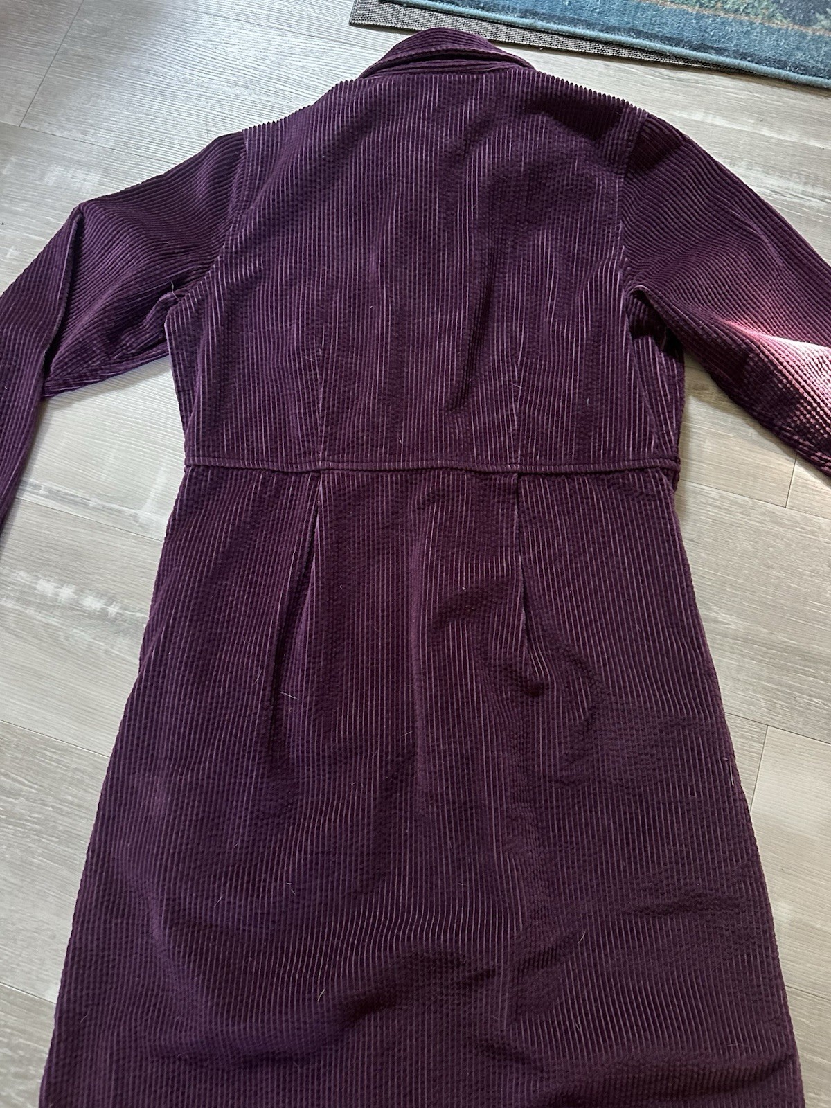 Vintage LL Bean Corduroy Button Front Midi Shirt Dress Purple Cotton 6 Granola